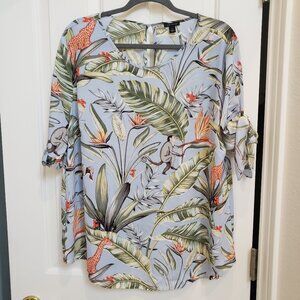 EUC Ann Taylor Jungle Slit-Sleeve Top XL